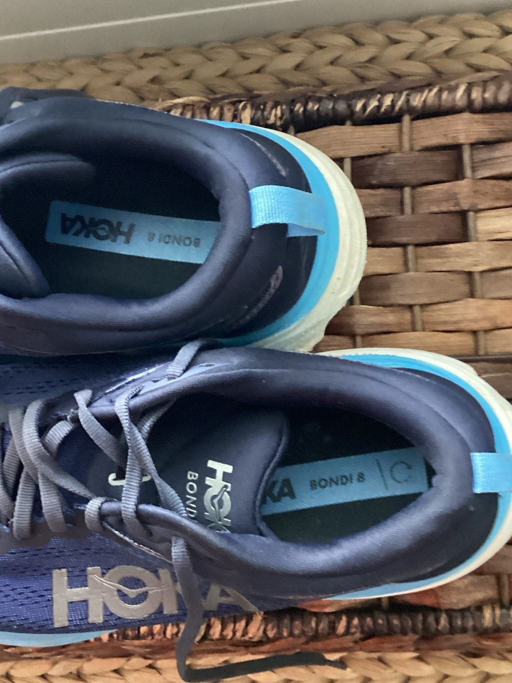 Hoka Men's Navy and Light Blue Cushioned Running Shoes - Picture 3 of 11